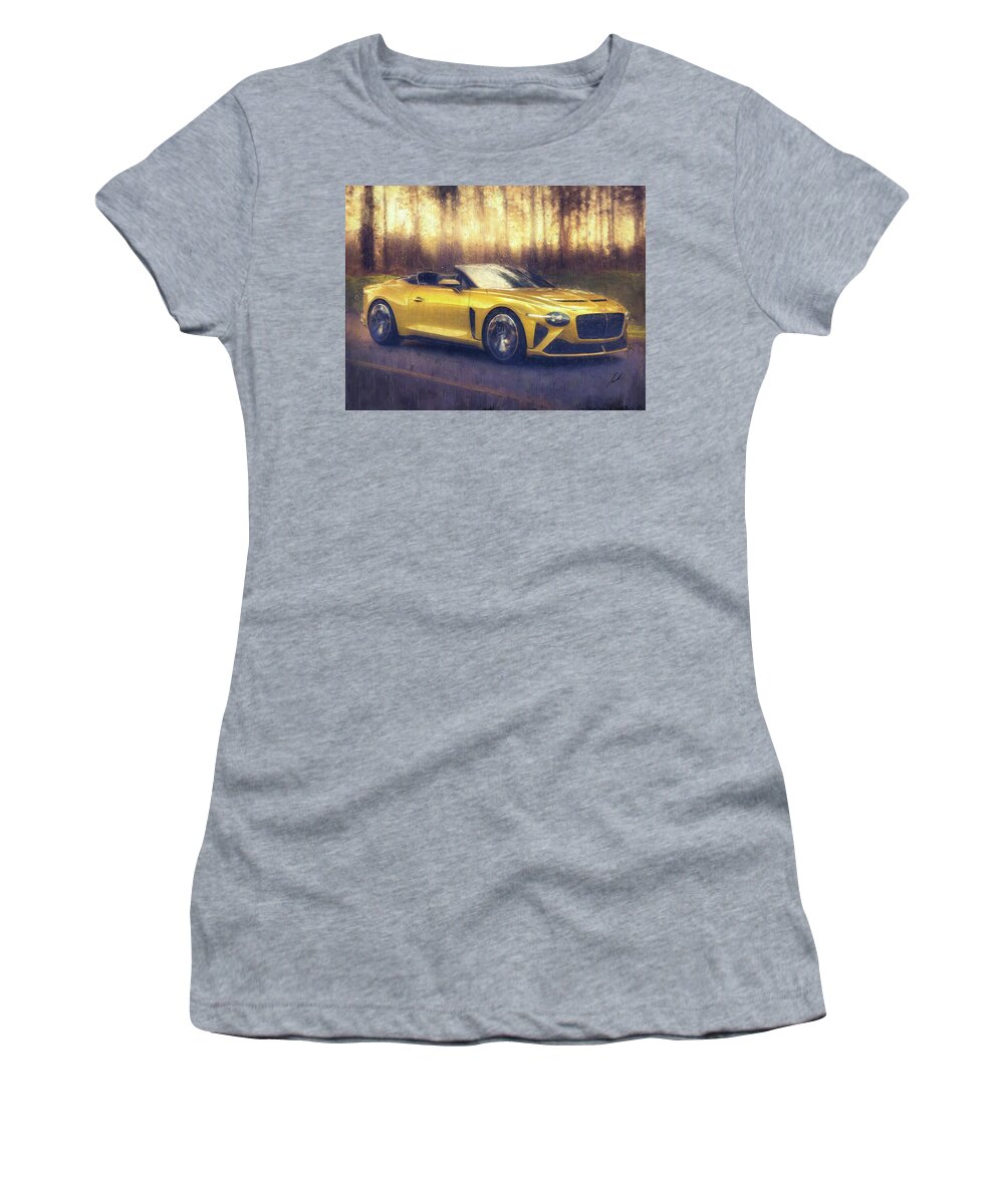 Car Women's T-Shirt featuring the painting Bentley Mulliner Bacalar painting by Vart by Vart
