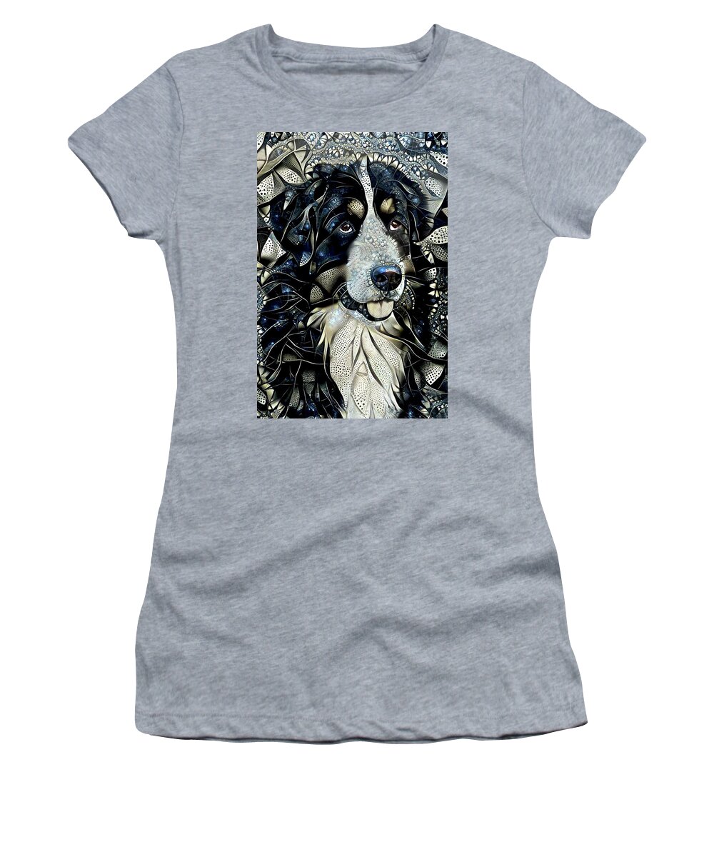 Bernese Mountain Dog Women's T-Shirt featuring the mixed media Bernese Mountain Dog by Peggy Collins