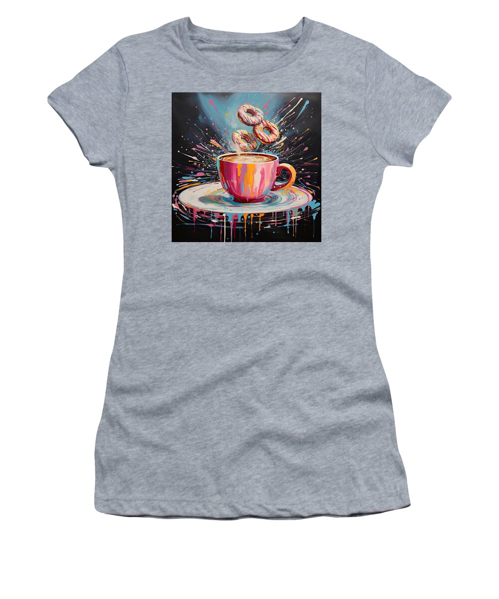Colorful Coffee Donuts Women's T-Shirt featuring the digital art Best You'll Ever Have by Lourry Legarde