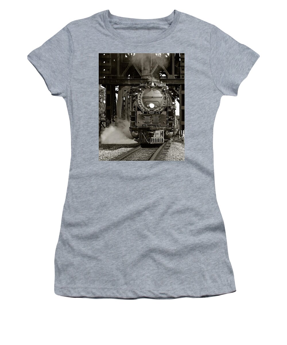 4014 Women's T-Shirt featuring the photograph Big Boy 4014 in sepia by Andy Crawford