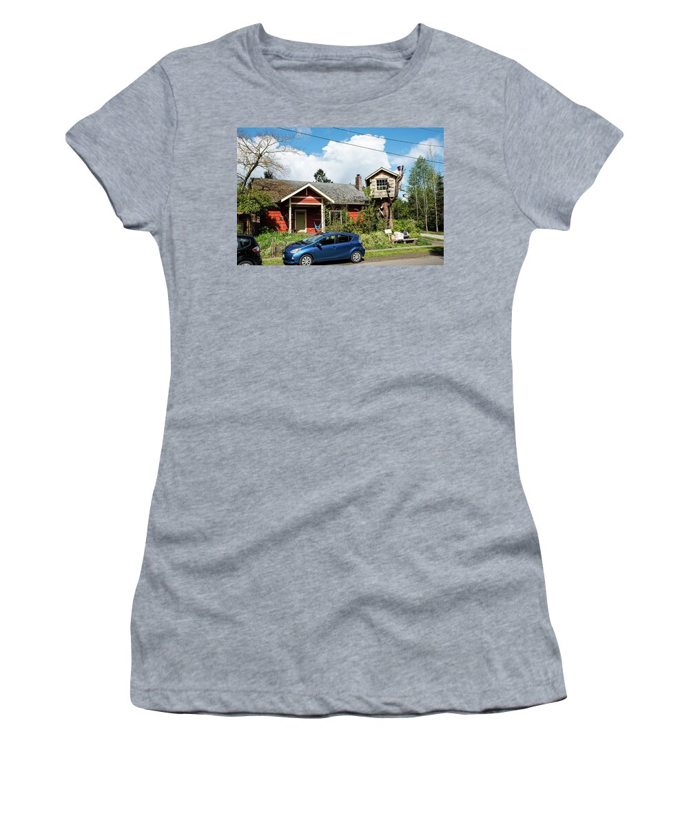 Big House Little Houses Women's T-Shirt featuring the photograph Big House Little Houses by Tom Cochran