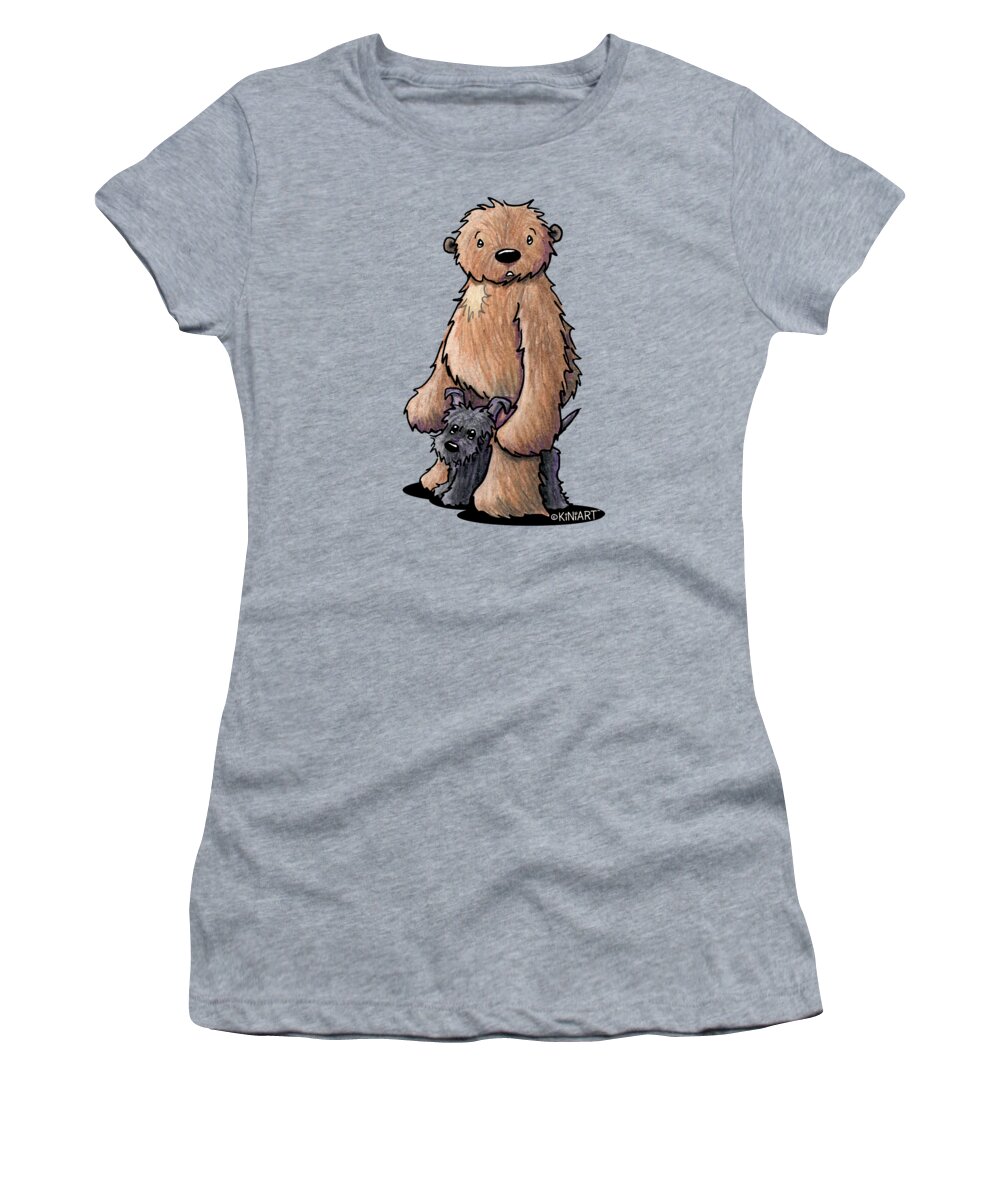 Bigfoot Women's T-Shirt featuring the drawing Bigfoot and Scottie by Kim Niles aka KiniArt