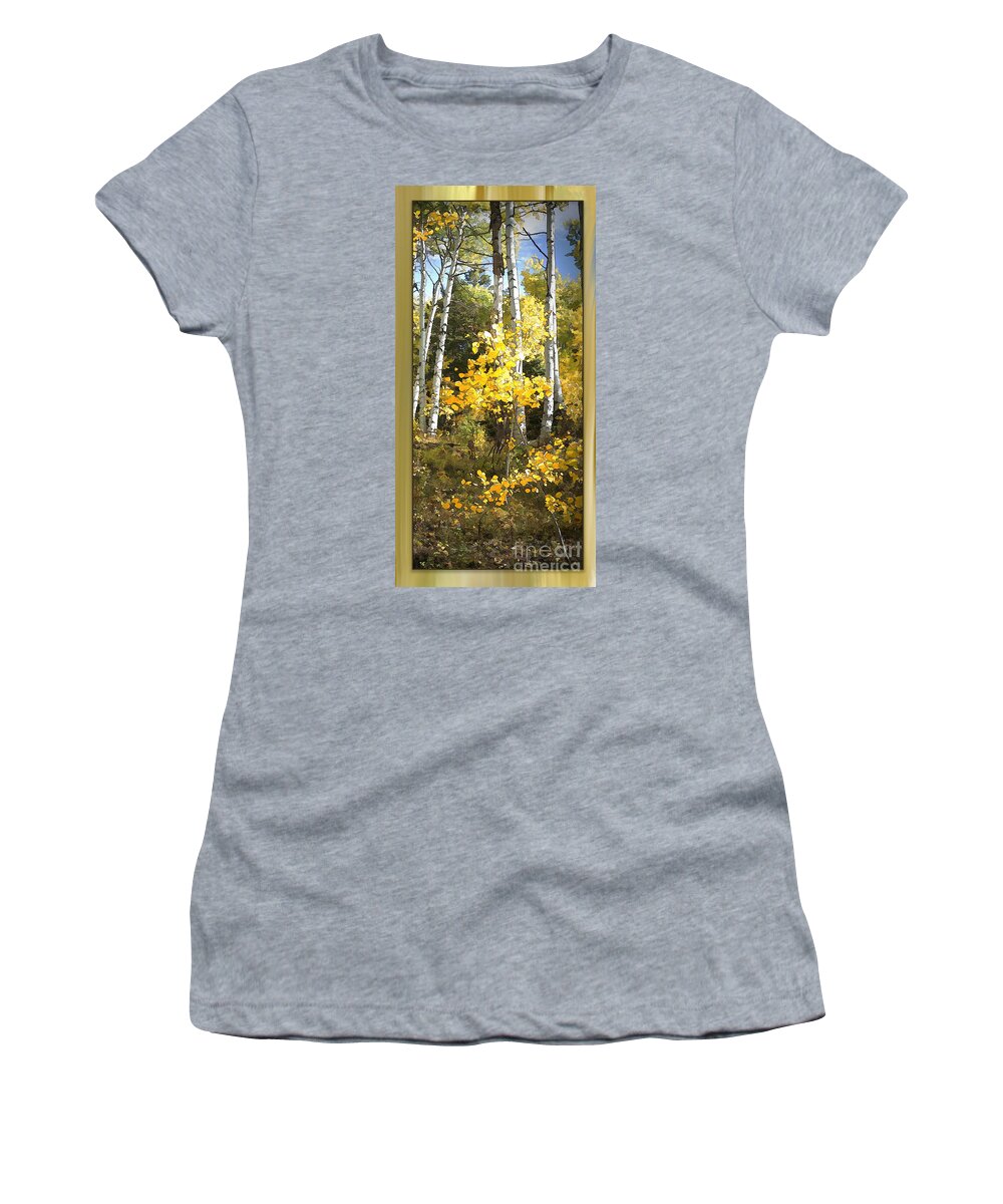Autumn Women's T-Shirt featuring the digital art Birch on Background by Deb Nakano