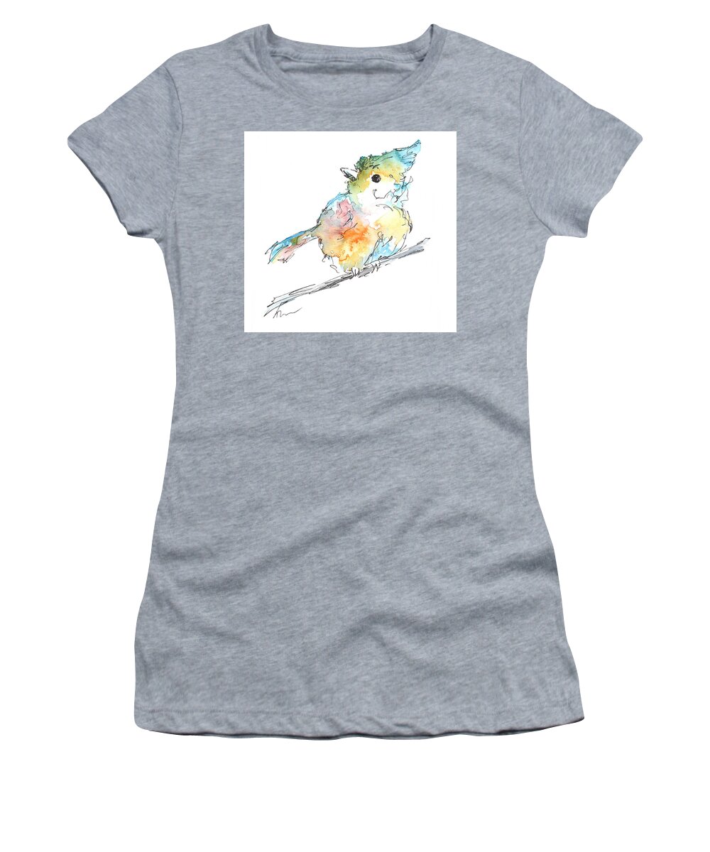 Bird Women's T-Shirt featuring the painting Pretty Bird by Katrina Nixon