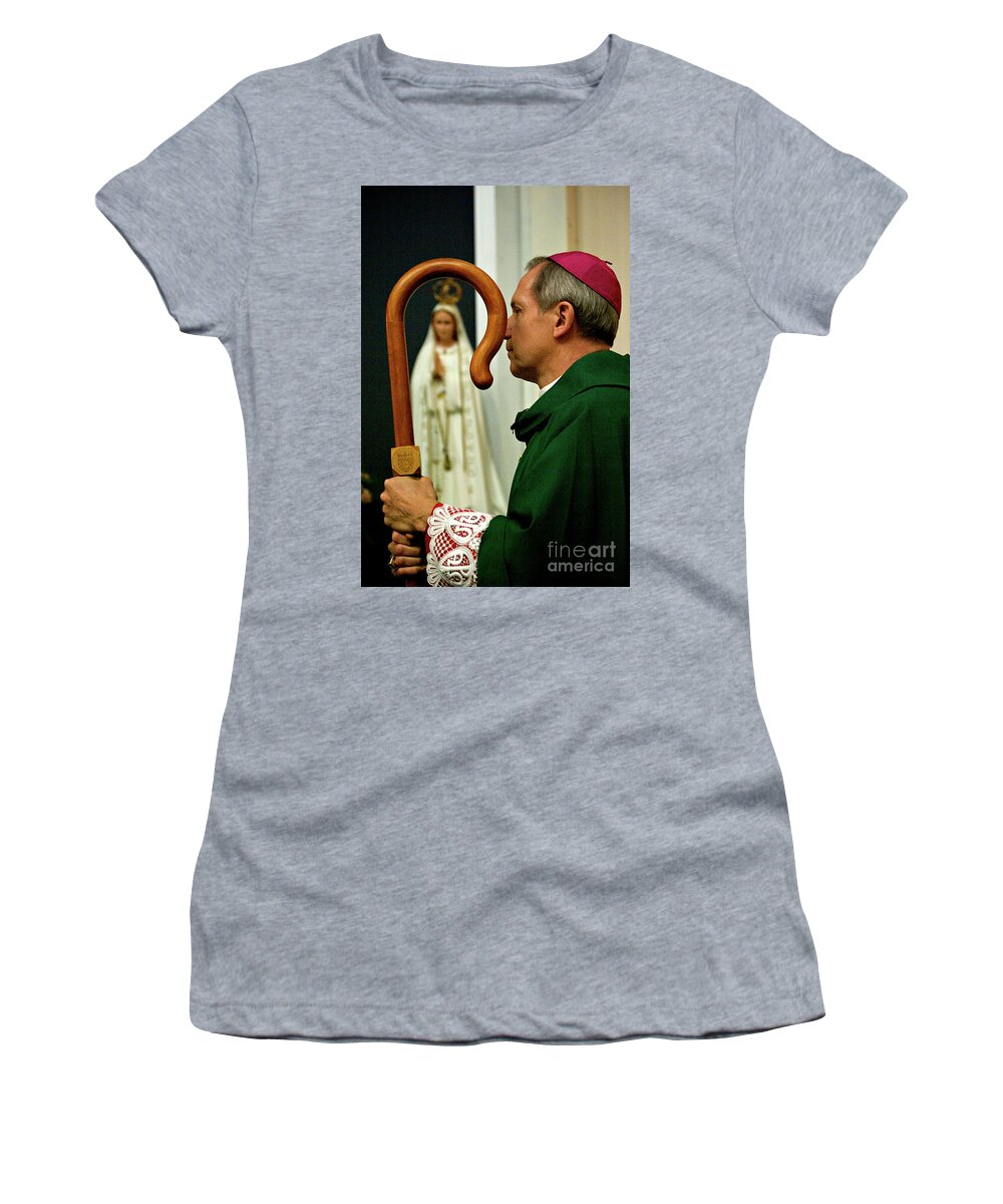 Catholic Bishop Women's T-Shirt featuring the photograph Bishop In Prayer by Frank J Casella