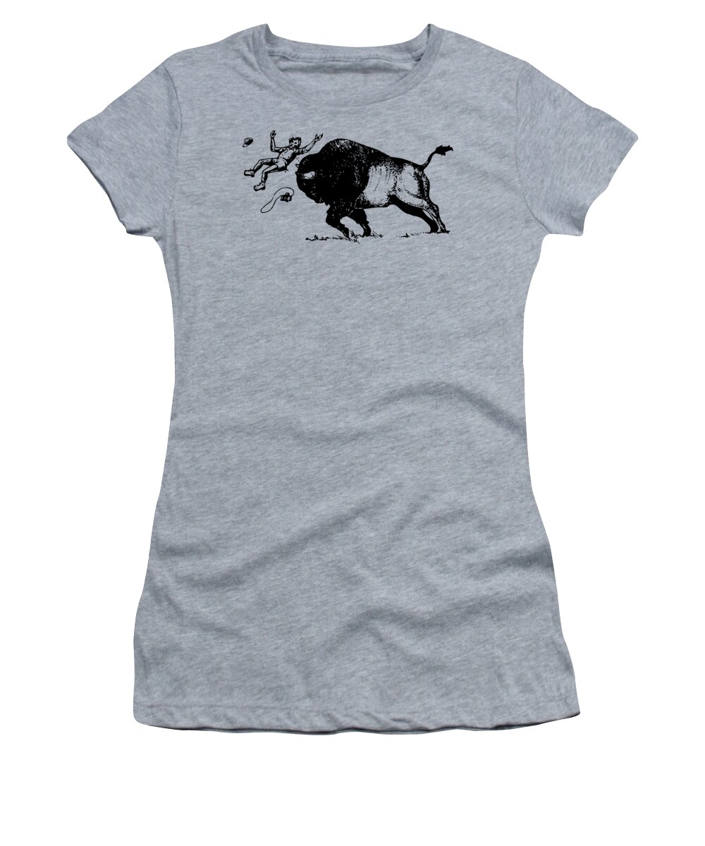 Yellowstone National Park Women's T-Shirt featuring the photograph Bison Throwing Tourist Shirt Design by Max Waugh