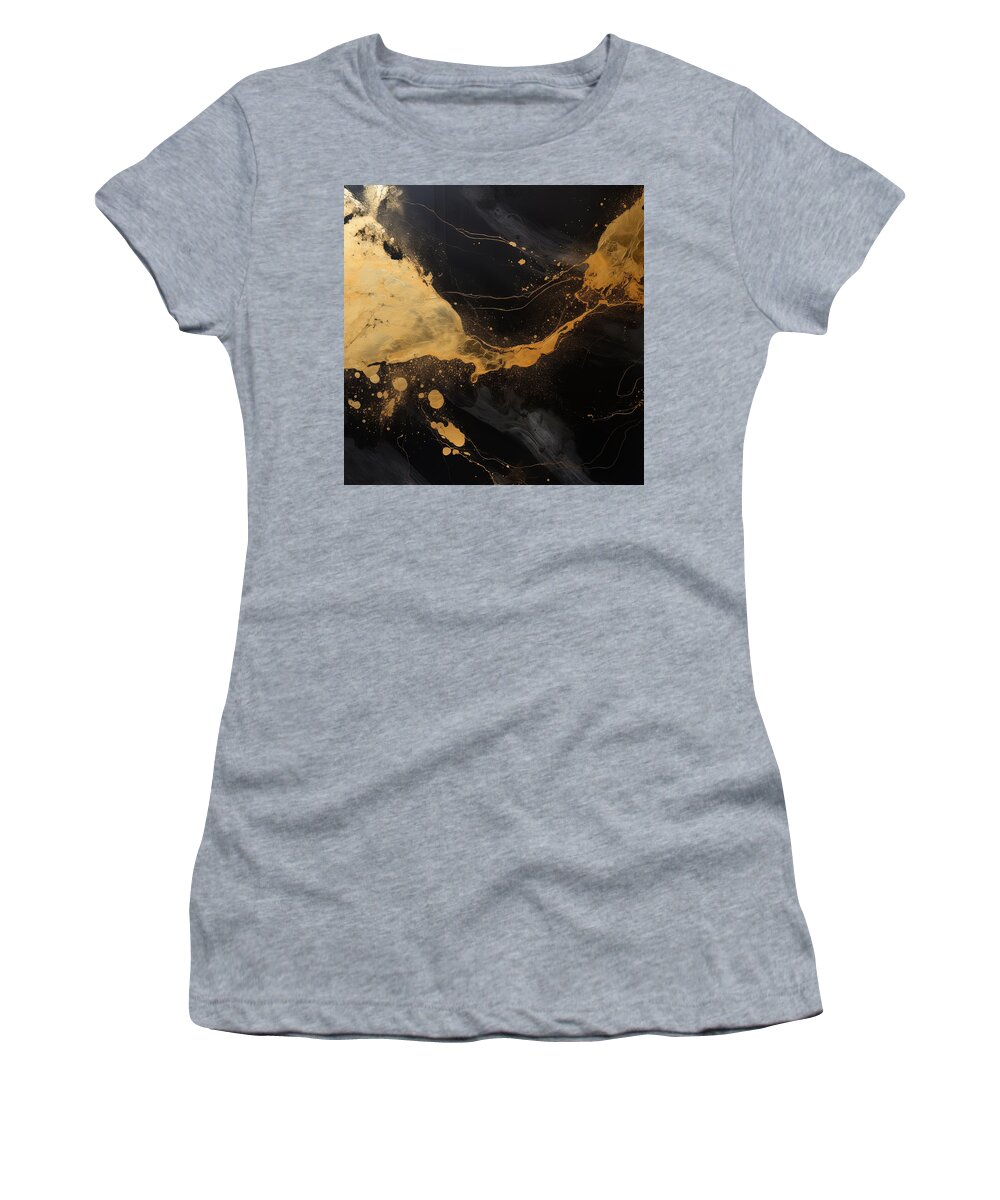 Black And Gold Art Women's T-Shirt featuring the painting Black and Gold Harmony by Lourry Legarde