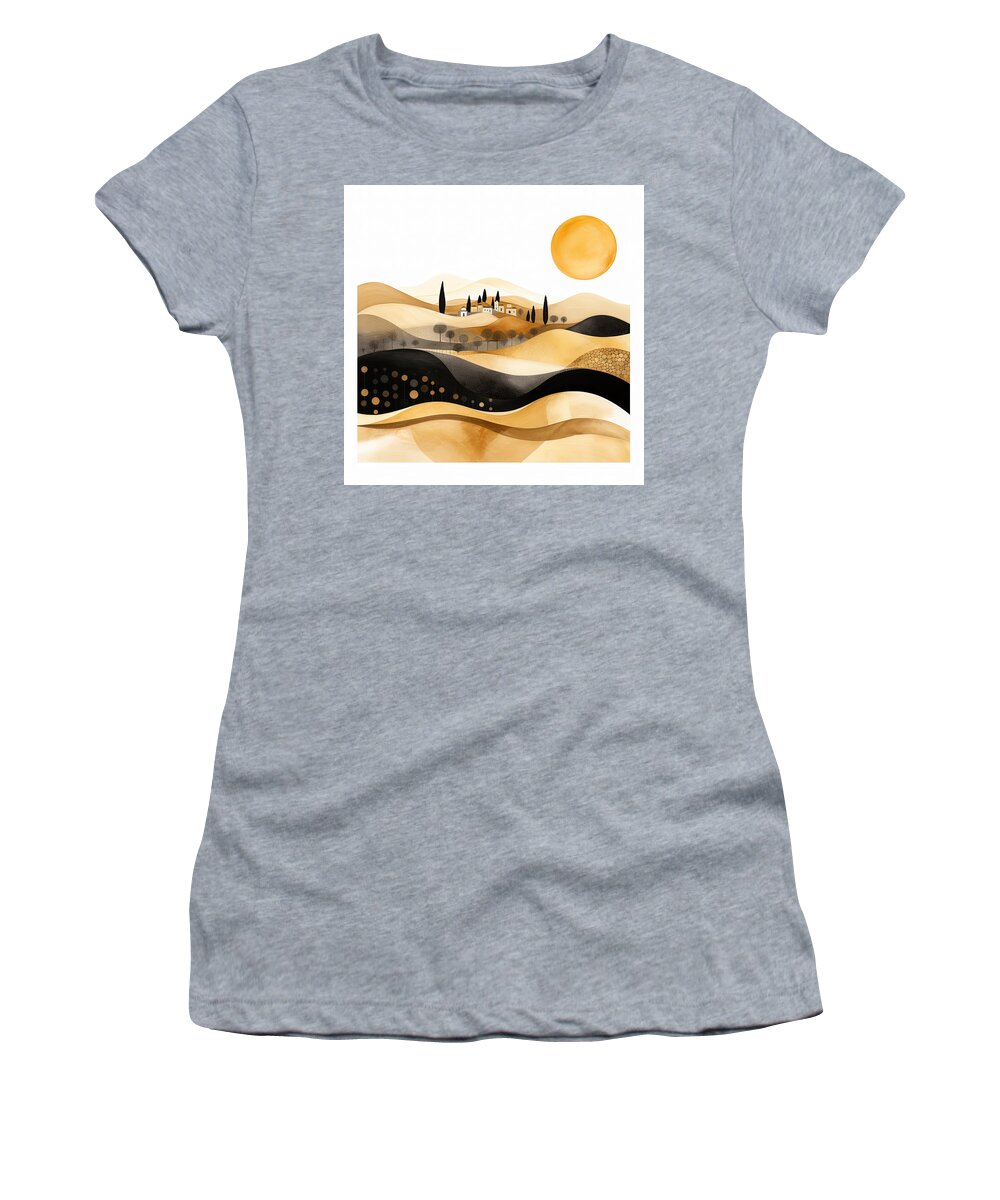 Black And Gold Women's T-Shirt featuring the painting Black and Gold Tuscan Art by Lourry Legarde