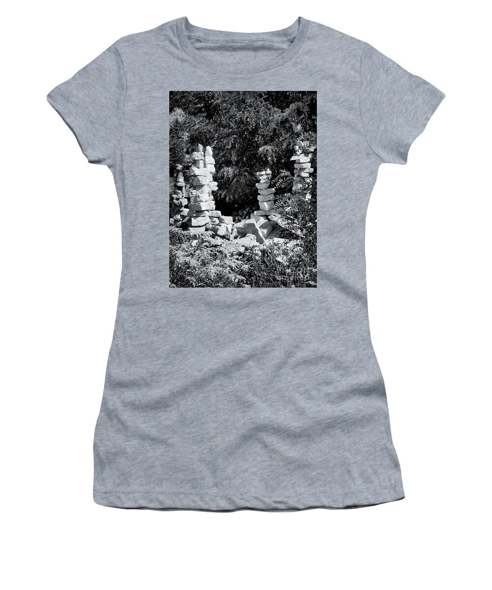 Concrete Women's T-Shirt featuring the photograph Black and White Stacks by Phil Perkins
