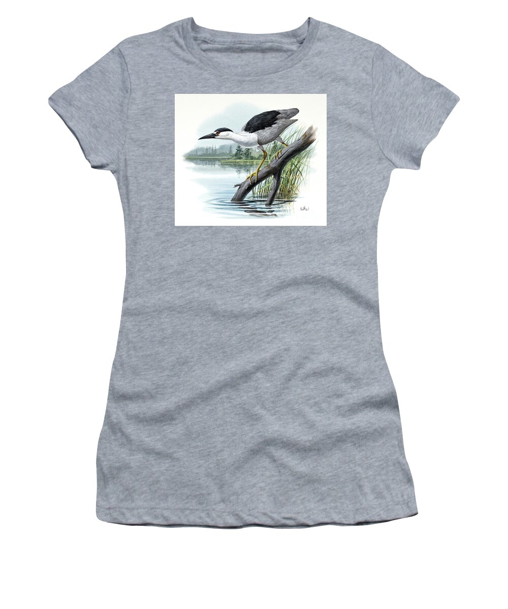 Wildlife Women's T-Shirt featuring the painting Black-crowned Night Heron by Don Balke