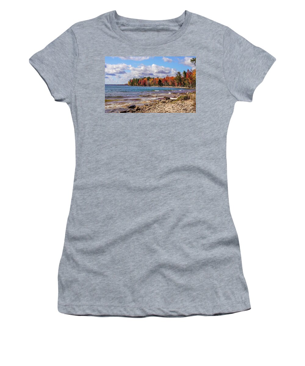 Black Rock Point Women's T-Shirt featuring the photograph Black Rock Point in Autumn by Susan Rydberg