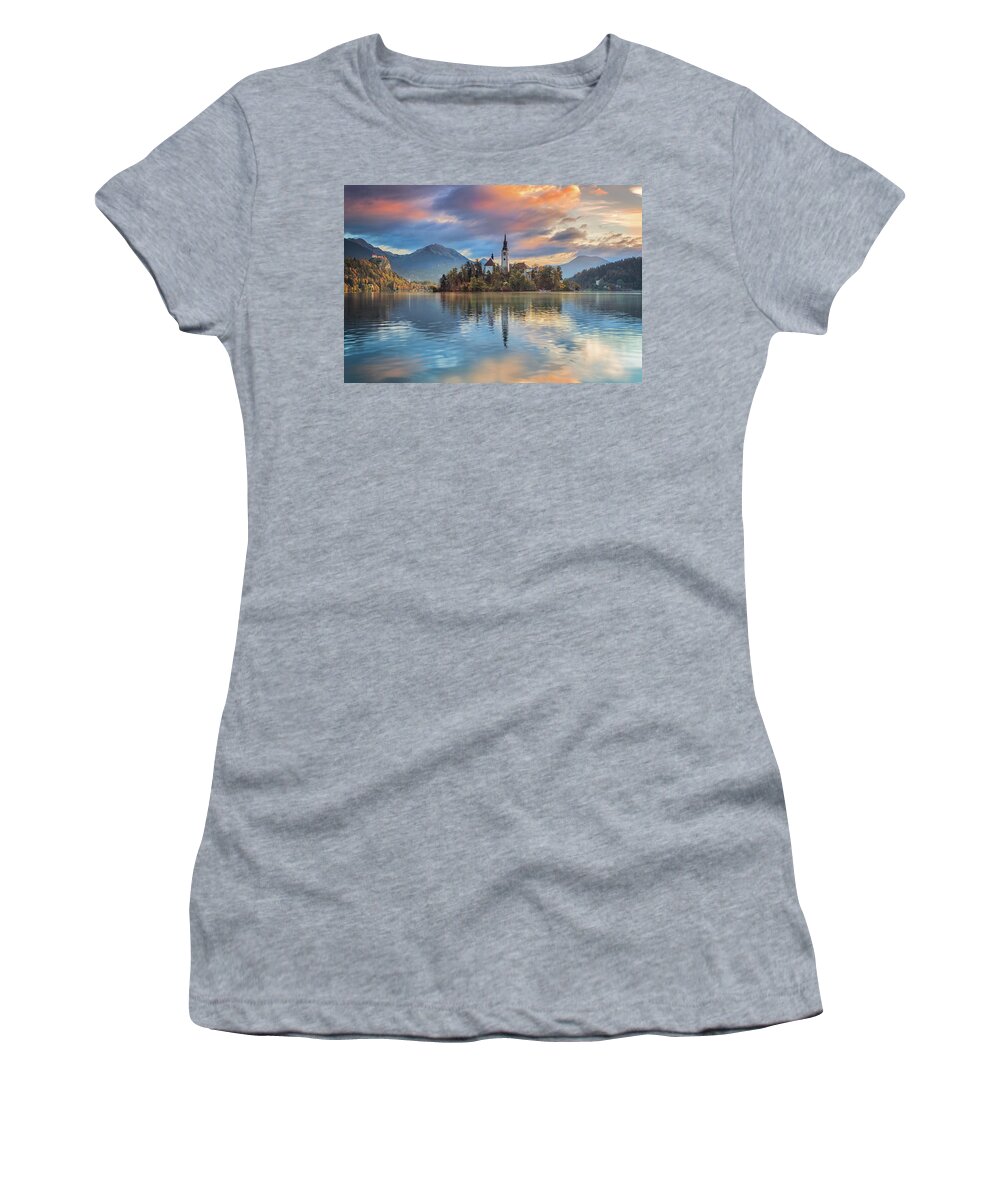 Europe Women's T-Shirt featuring the photograph Bled Lake by Elias Pentikis