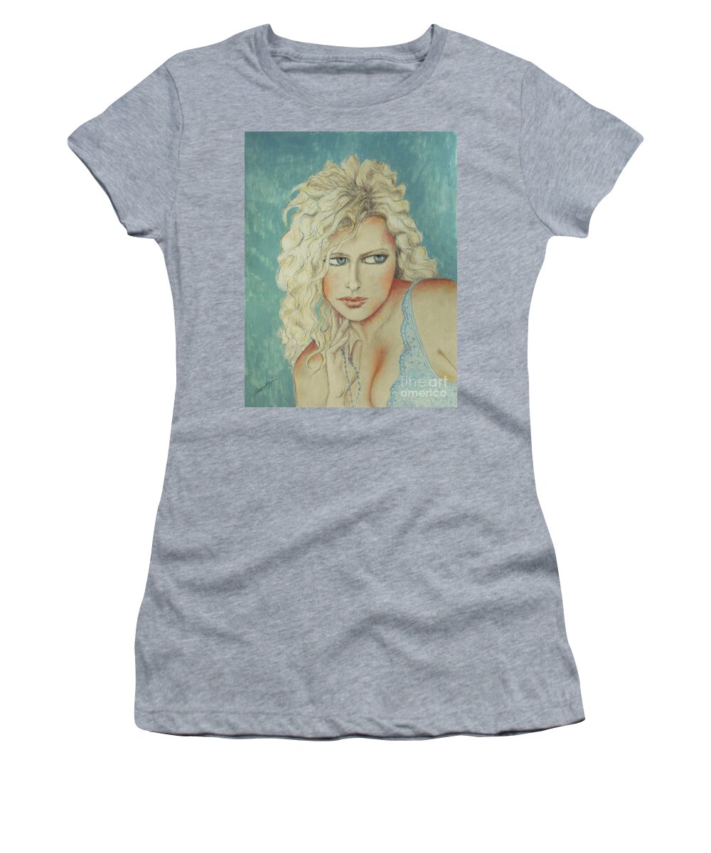 Bombshell Women's T-Shirt featuring the drawing Blond Bombshell No. 2 by Jayne Somogy