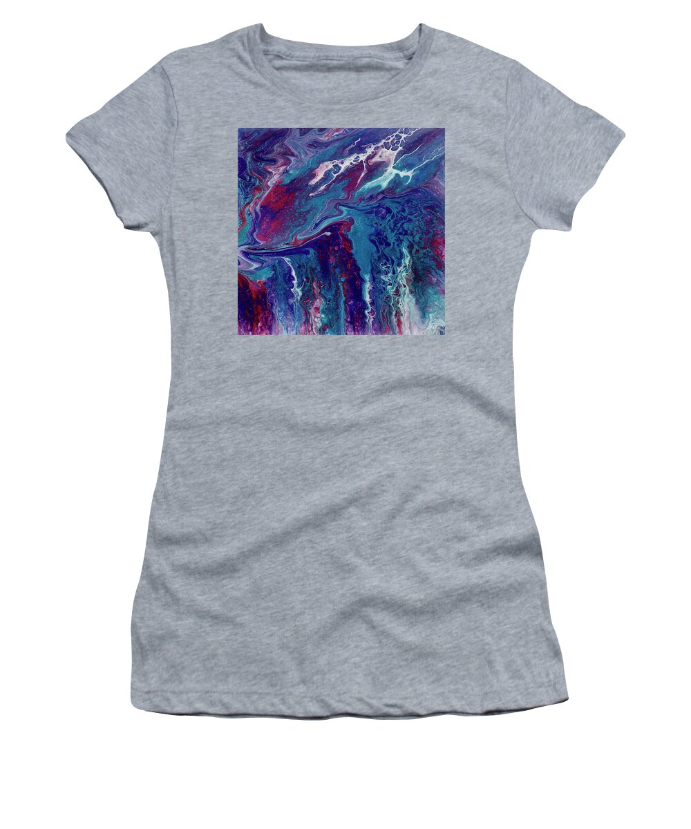 Fluid Pour Art Women's T-Shirt featuring the painting Blood of the Ocean by Tessa Evette