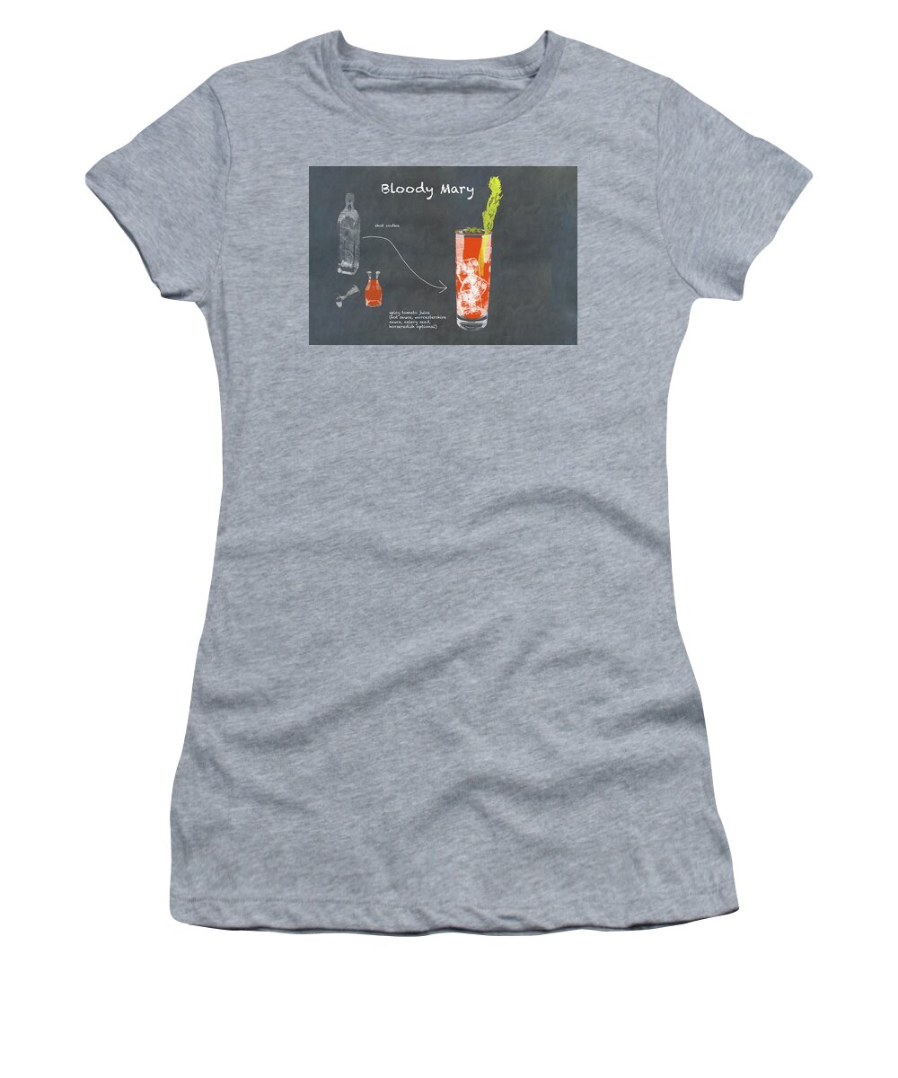 Slate Women's T-Shirt featuring the photograph Bloody Mary Cocktail sketch with copy space by Karen Foley