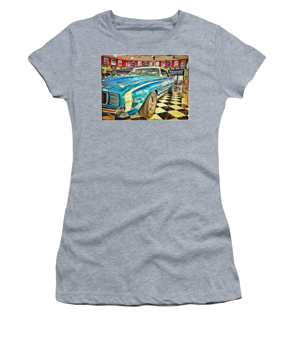 Automobile Women's T-Shirt featuring the photograph Blue Camaro by Eleanor Abramson