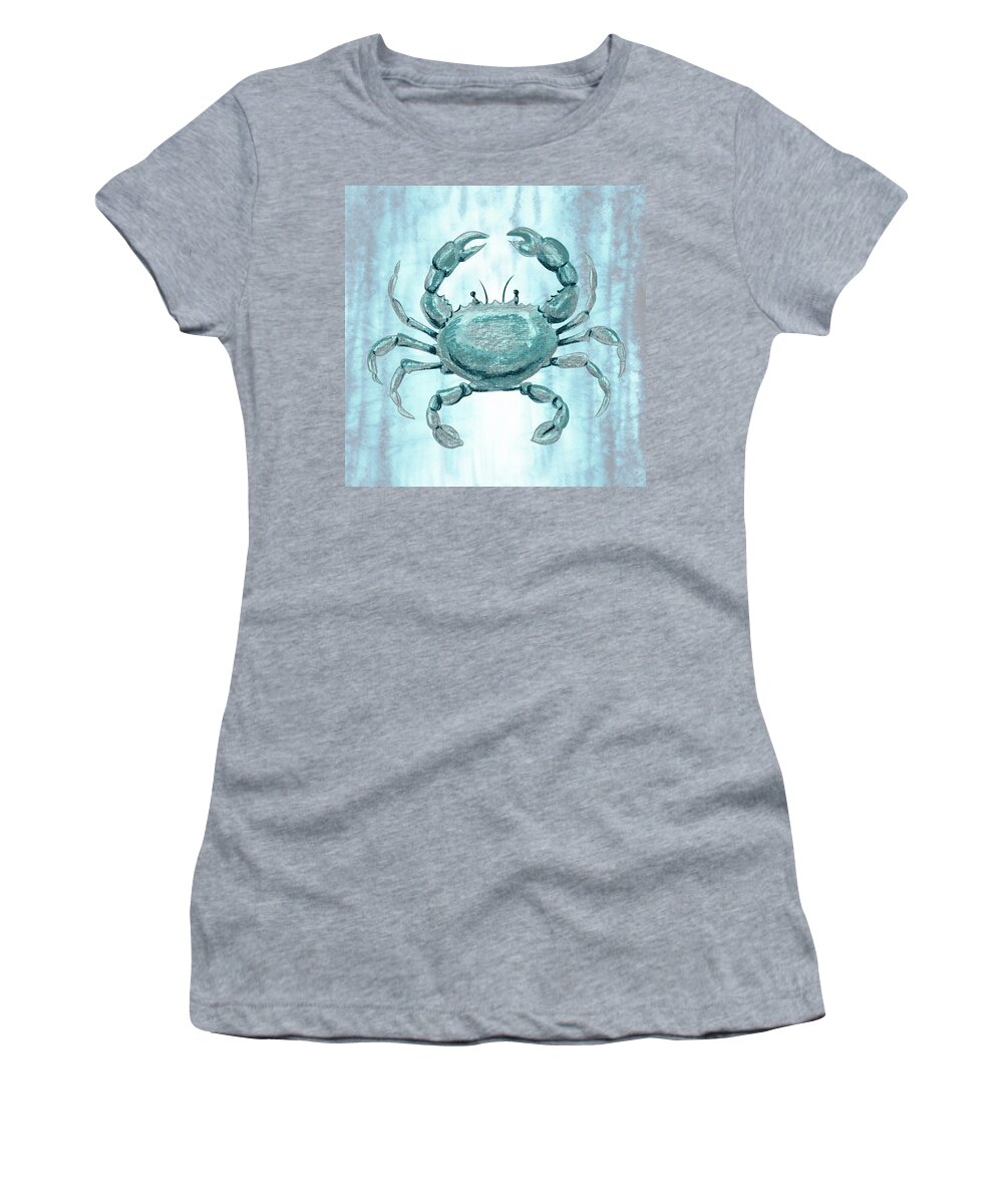 Crab Women's T-Shirt featuring the painting Blue Crab Watercolor Sea Creature by Irina Sztukowski