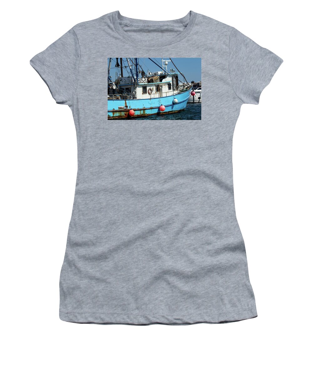 Boat Women's T-Shirt featuring the photograph Blue Fishing Boat by Denise Kopko