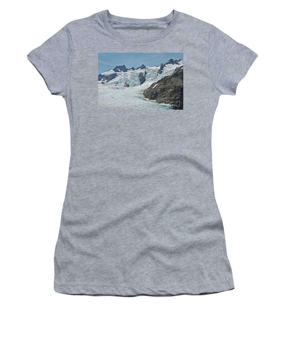 Blue Glacier Women's T-Shirt featuring the photograph Blue Glacier on Mount Olympus in Olympic National Park #1 by Nancy Gleason