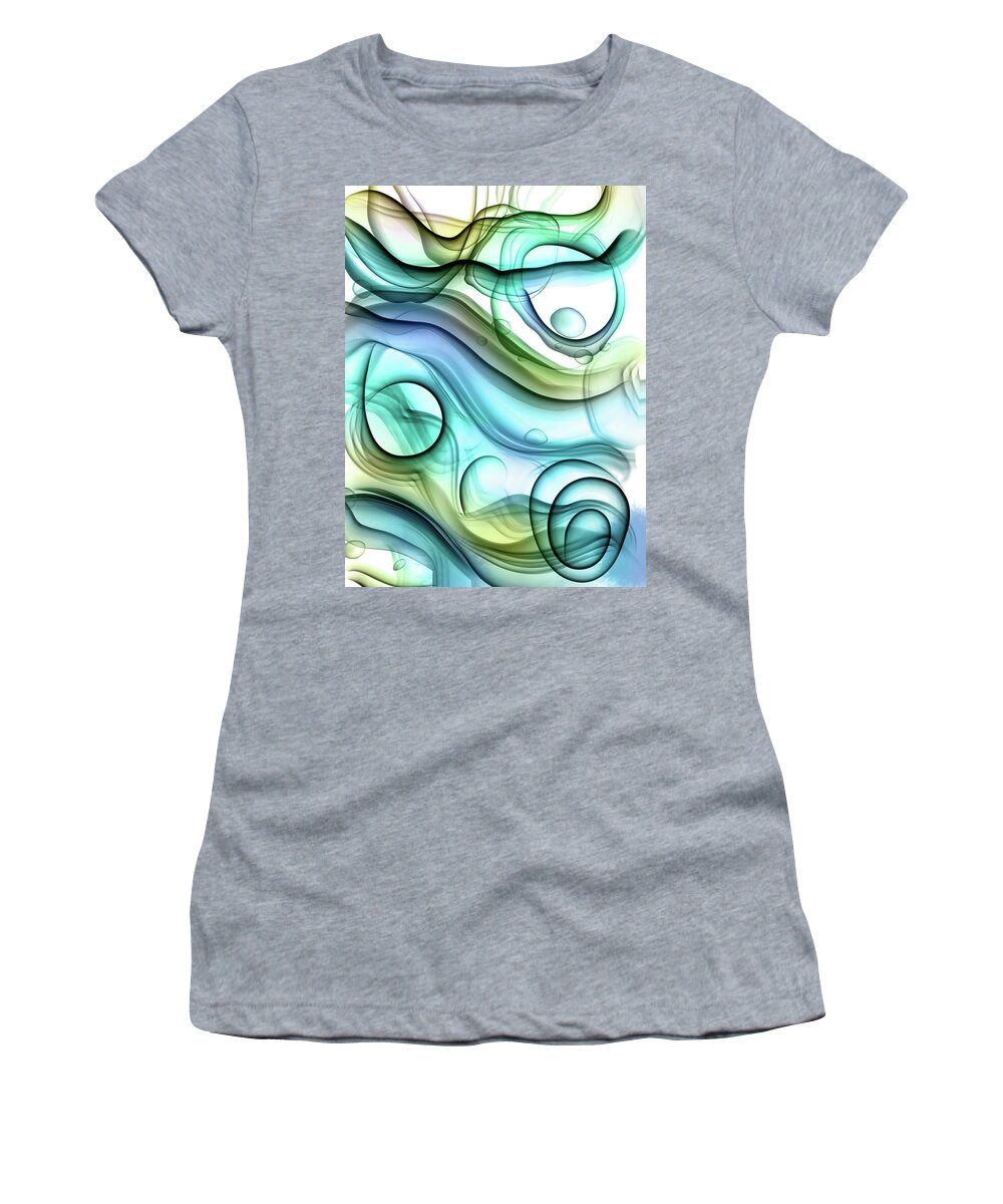 Blue Abstract Women's T-Shirt featuring the digital art Blue Green Flow by Peggy Collins