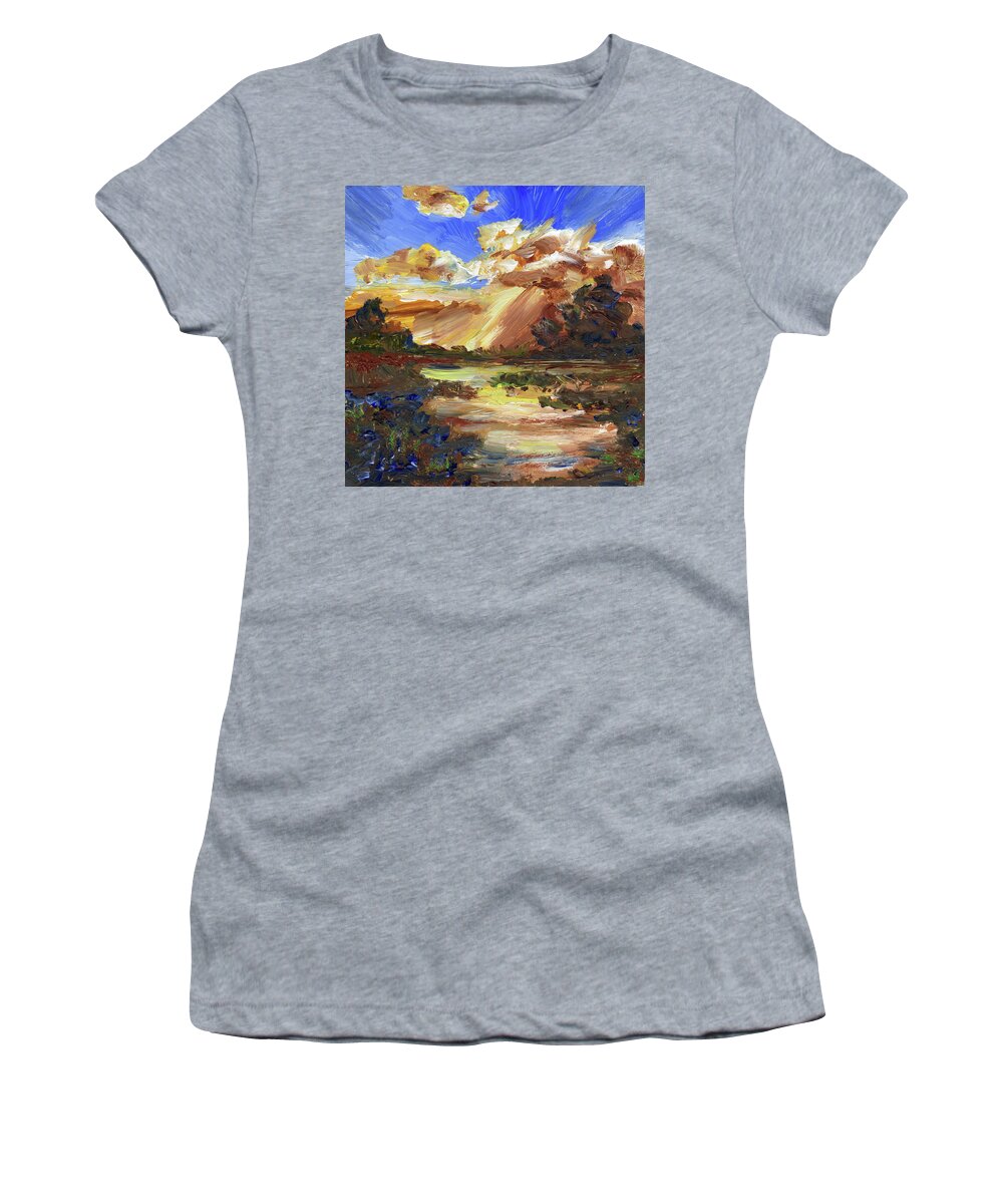 March Women's T-Shirt featuring the painting Blue Morning Glories by Randy Sprout