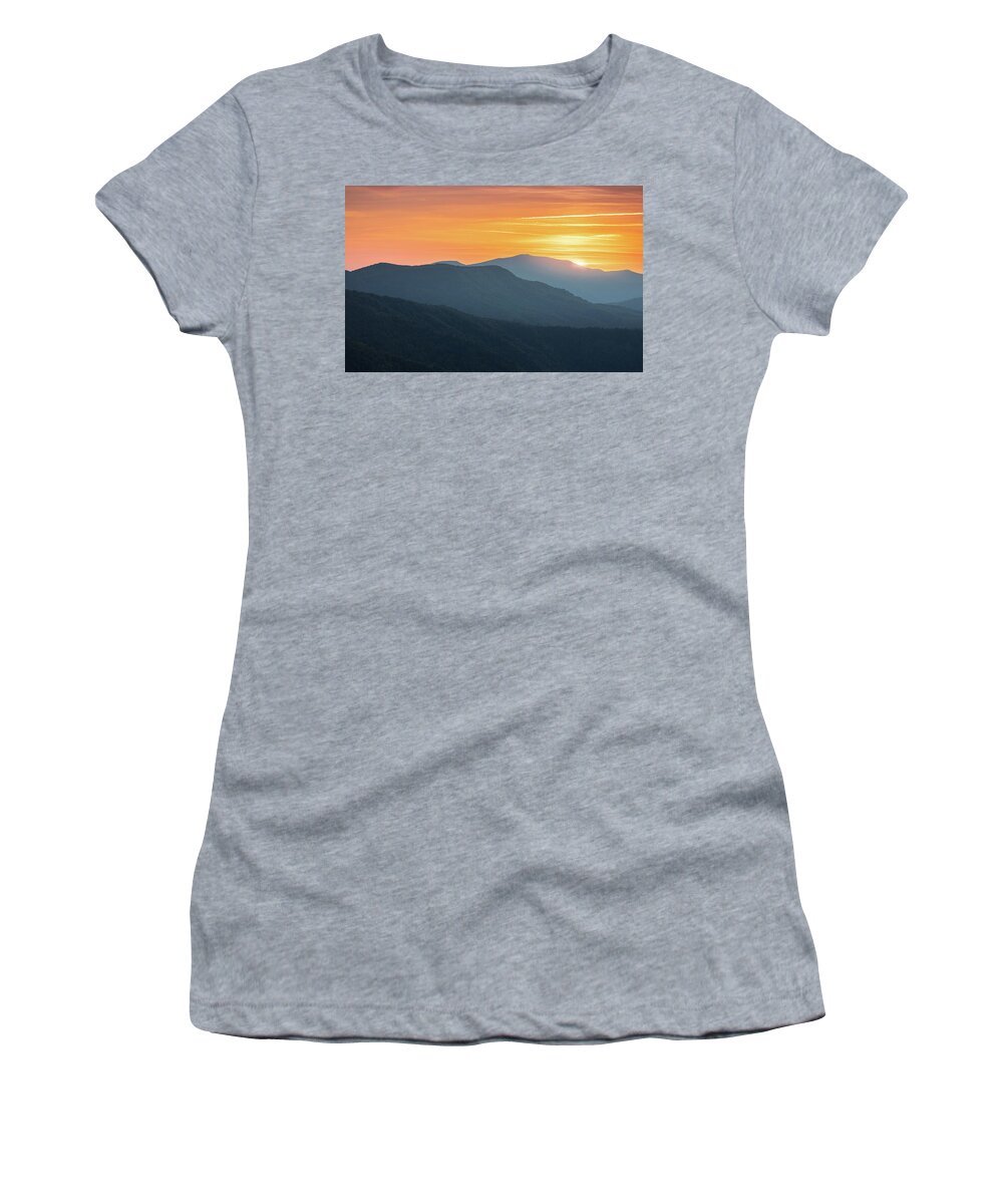 Linville Gorge Women's T-Shirt featuring the photograph Blue ridge Mountains Linville Gorge Hawksbill Mountain North Carolina by Jordan Hill