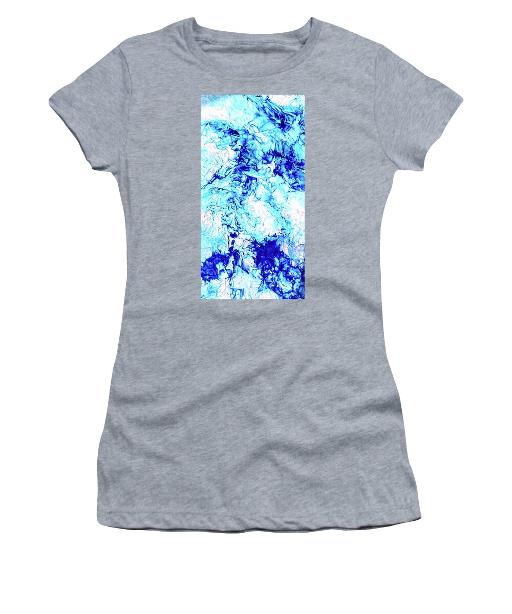 Blue Water Women's T-Shirt featuring the painting Blue Showers by Anna Adams