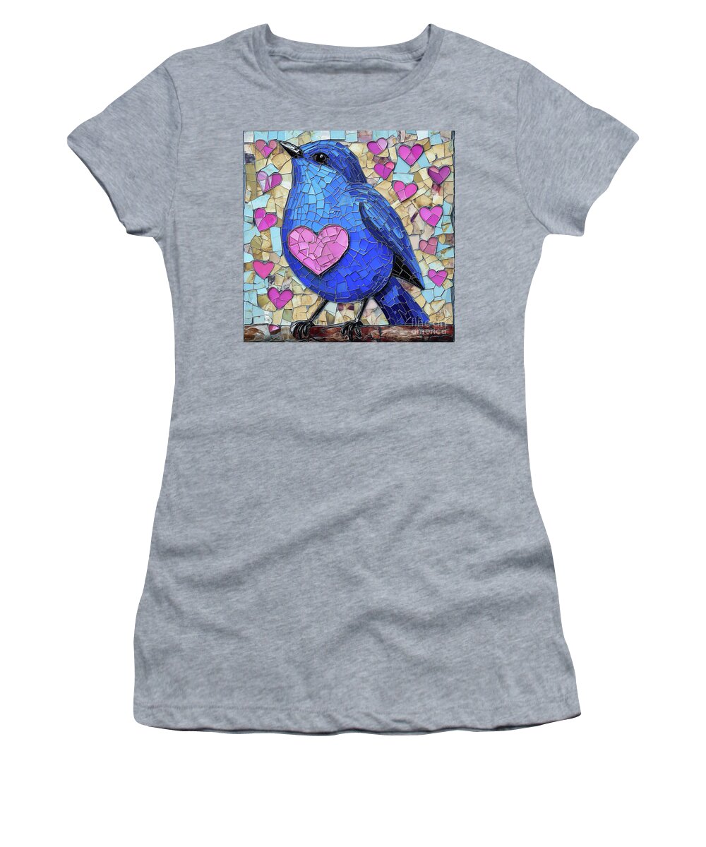 Bluebird Women's T-Shirt featuring the painting Bluebird Love by Tina LeCour