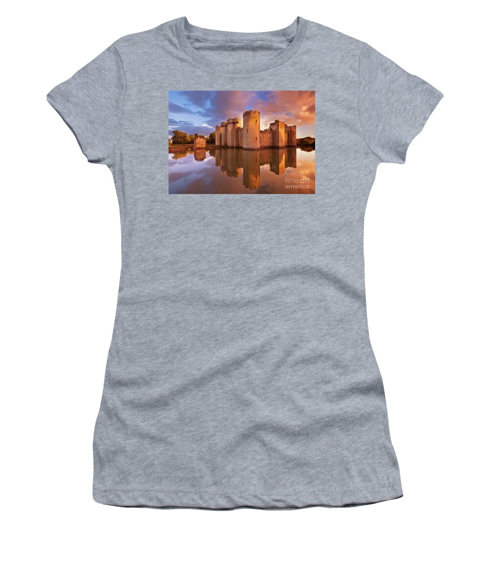 Bodiam Castle Women's T-Shirt featuring the photograph Bodiam Castle sunset, Sussex, England by Neale And Judith Clark