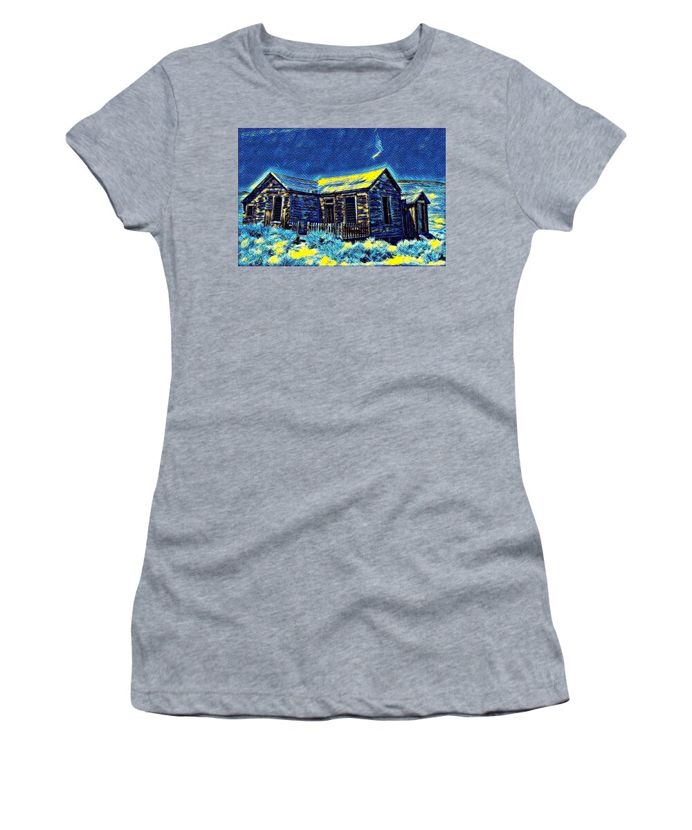 Bodie Women's T-Shirt featuring the photograph Bodie cabin by Steven Wills