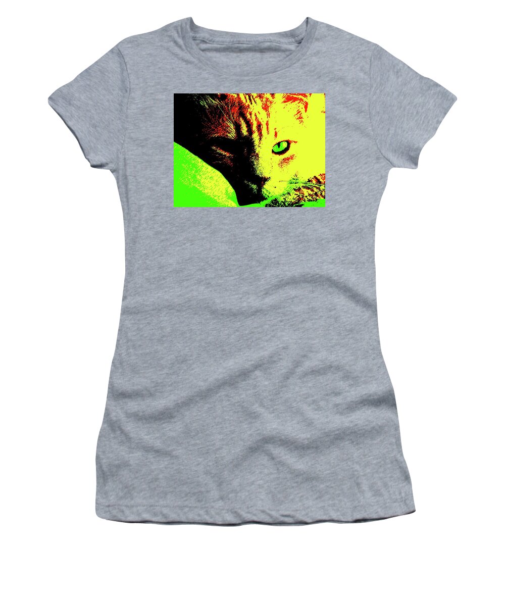 Tabby Women's T-Shirt featuring the photograph Bold Green-Eyed Cat by Judy Kennedy