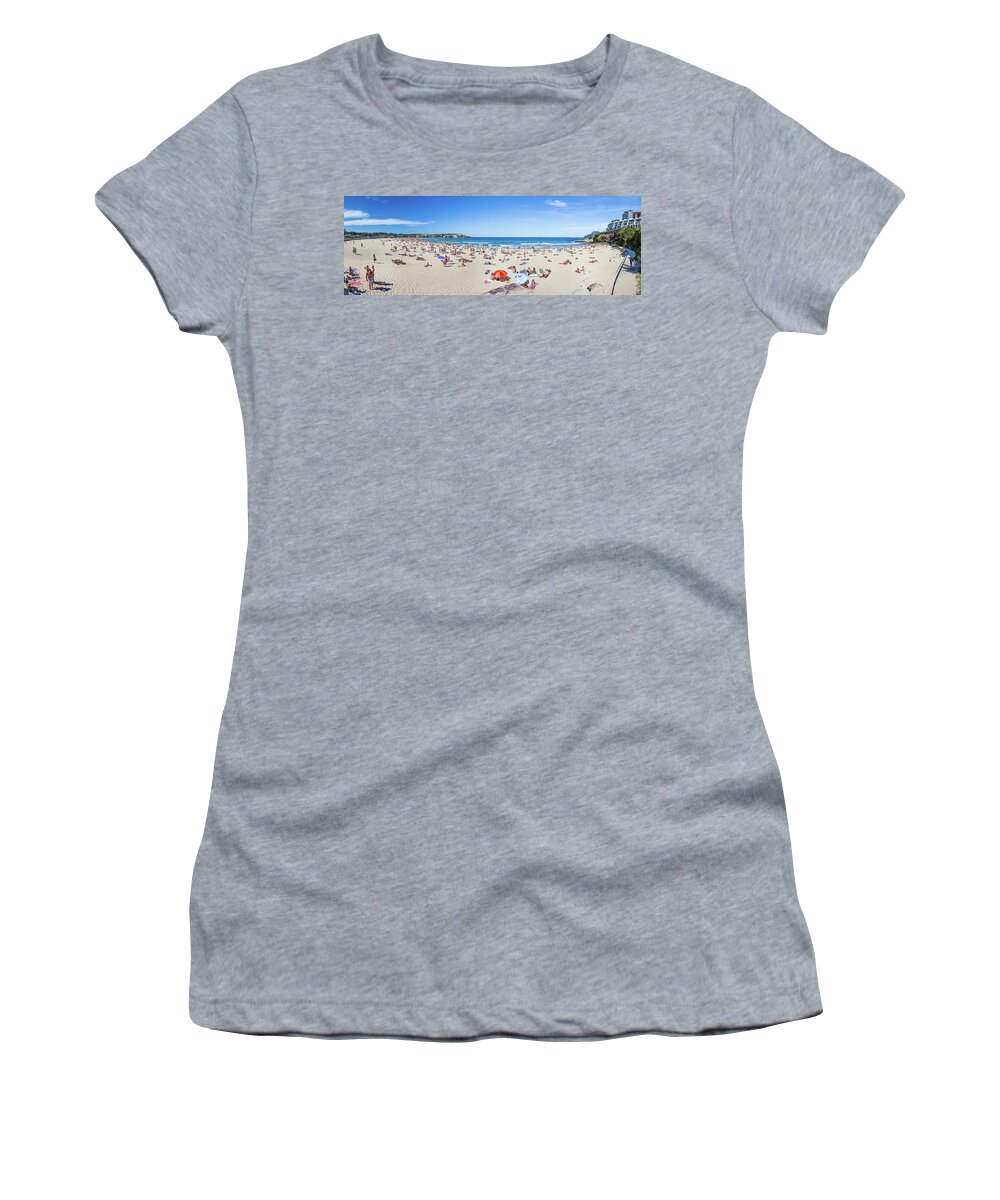 Bondi Beach Panorama Women's T-Shirt featuring the photograph Bondi Vibe by Az Jackson