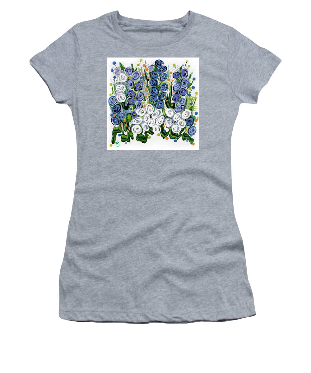 Floral Painting Women's T-Shirt featuring the painting Bonnie Blue Bells by Jane Crabtree