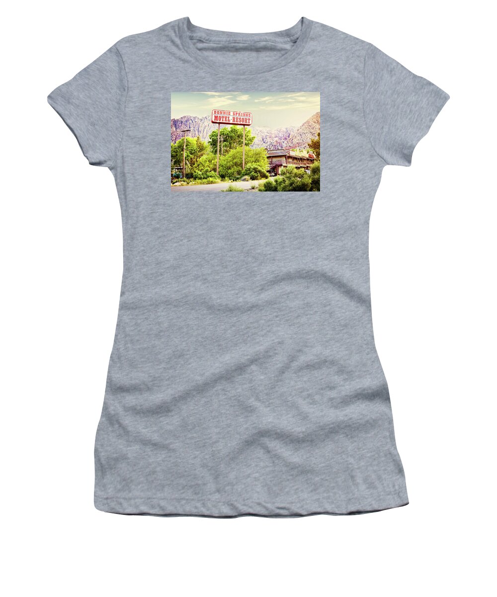 Bonnie Springs Motel Resort Women's T-Shirt featuring the photograph Bonnie Springs Motel Resort by Tatiana Travelways