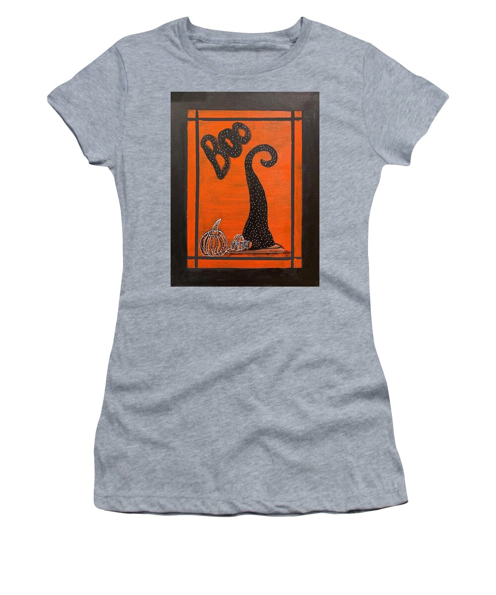 Boo Women's T-Shirt featuring the painting BOO by Juliette Becker