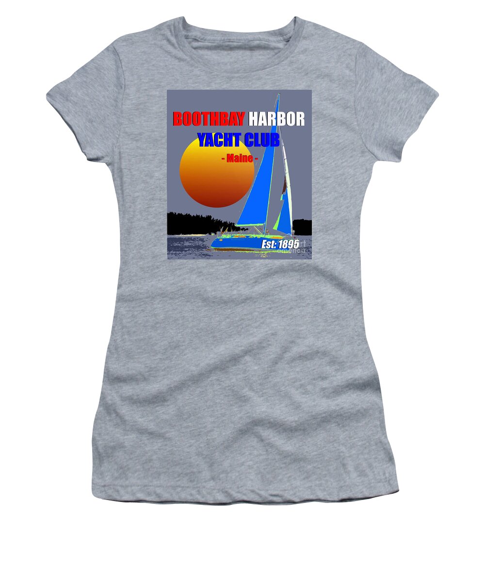Great Yacht Clubs Of The World Women's T-Shirt featuring the mixed media Boothbay Harbor Yacht Club 1895 by David Lee Thompson
