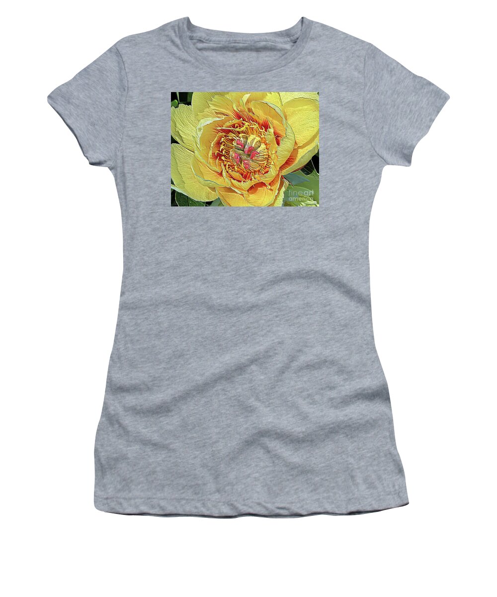 Border Charm Peony Women's T-Shirt featuring the photograph Border Charm Peony by Jeanette French