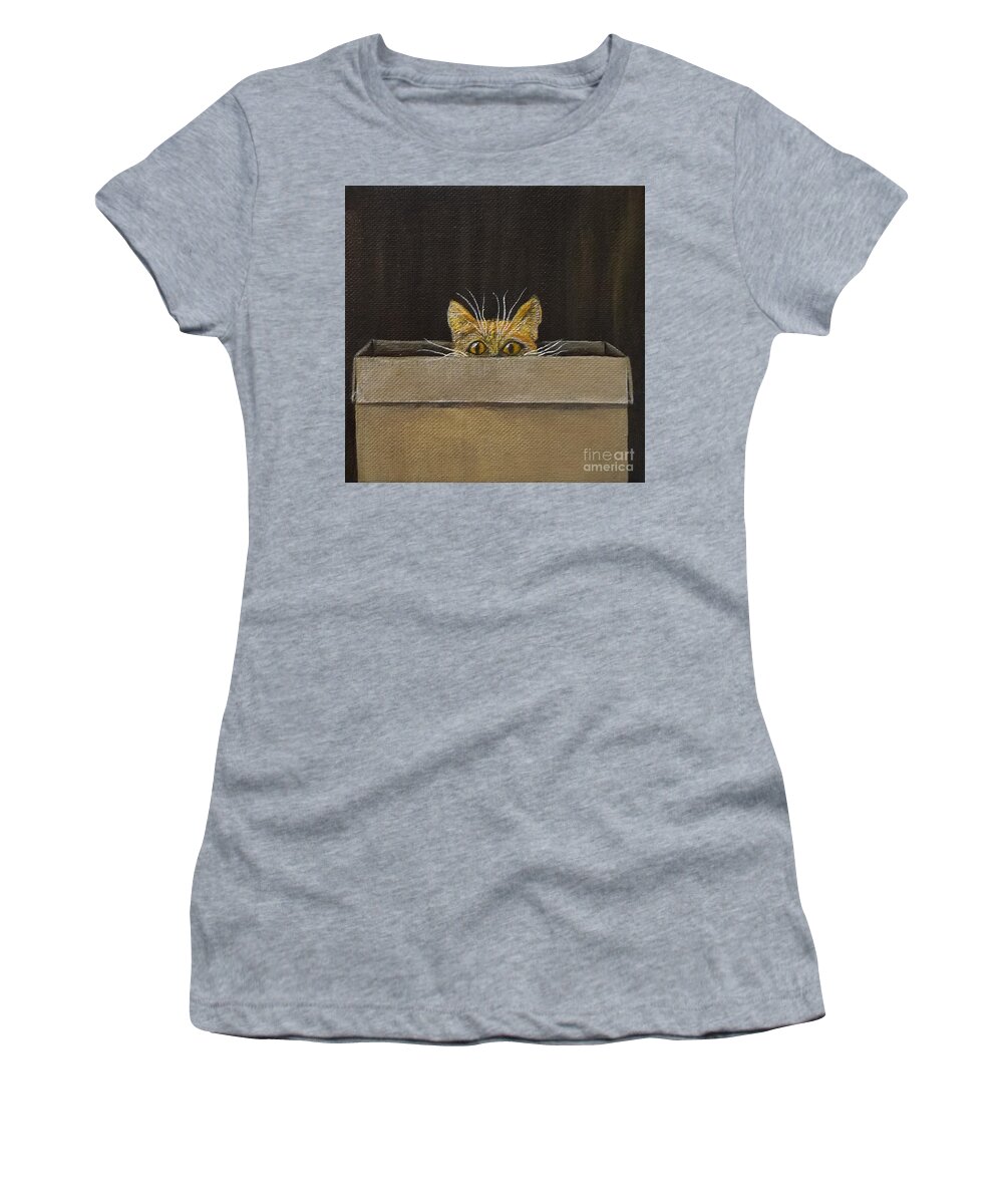 Kitty Women's T-Shirt featuring the painting Box Kitty by Jimmy Chuck Smith