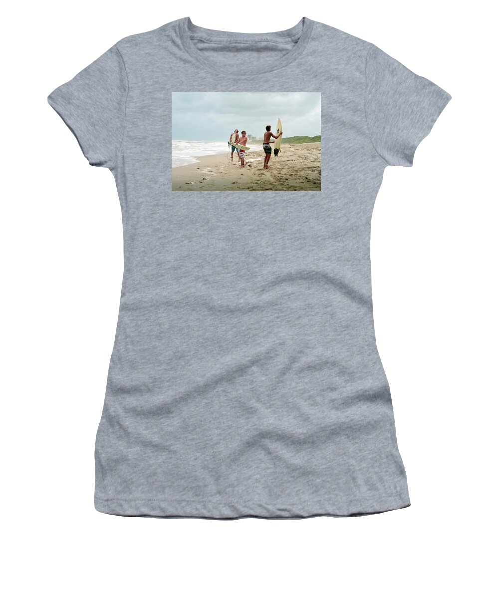 Surfer Women's T-Shirt featuring the photograph Boys of Summer Surfers by Laura Fasulo