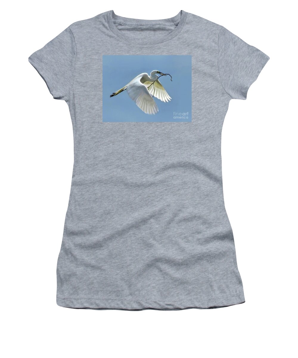 Egret Women's T-Shirt featuring the photograph Branch of Peace by Jennie Breeze