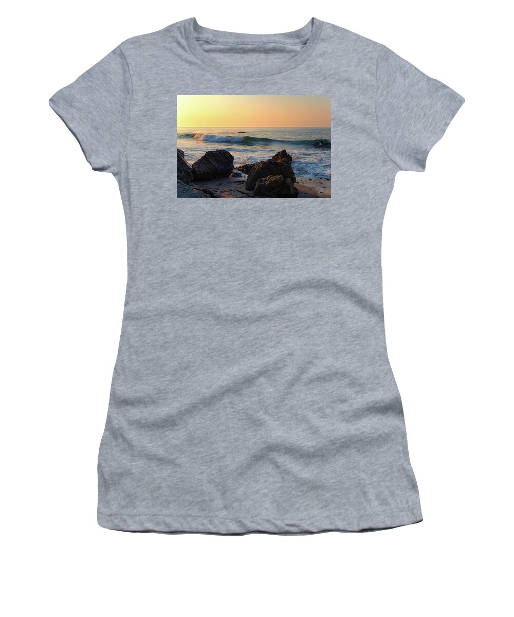 Beach Women's T-Shirt featuring the photograph Breaking Waves at Sunrise by Matthew DeGrushe