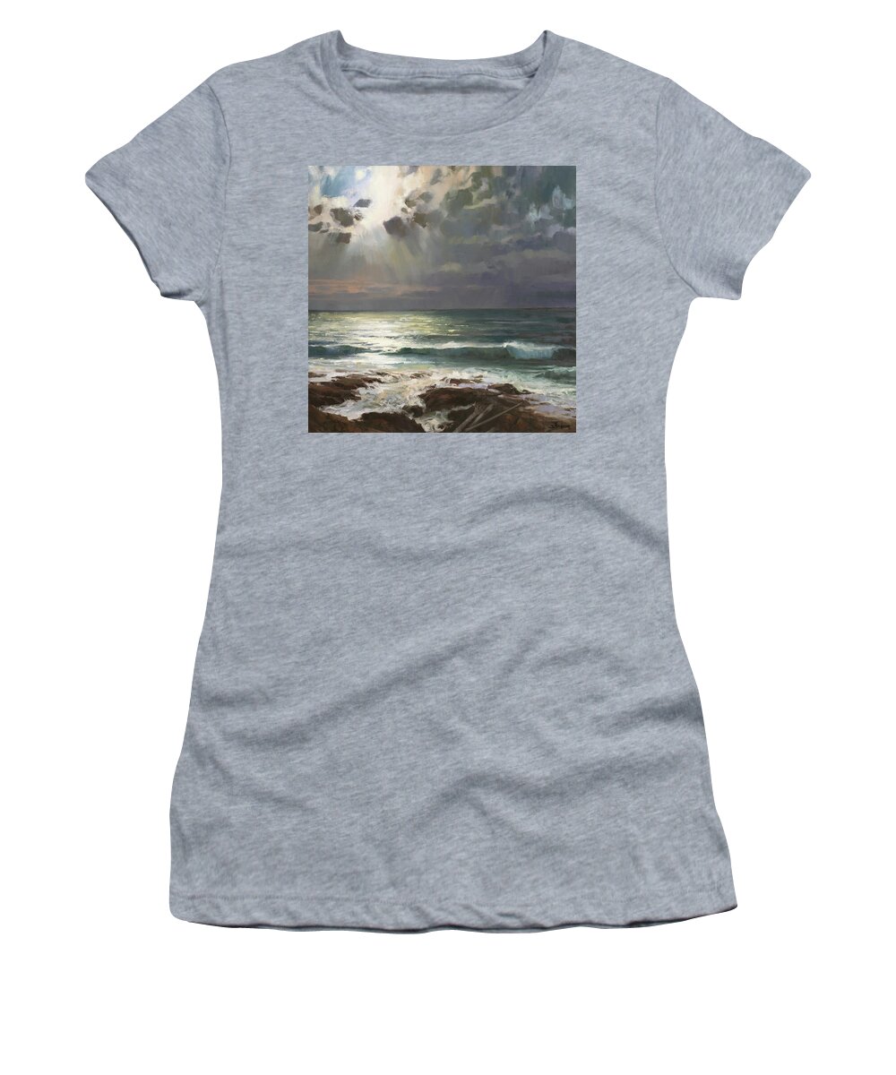 Ocean Women's T-Shirt featuring the painting Breakthrough by Steve Henderson