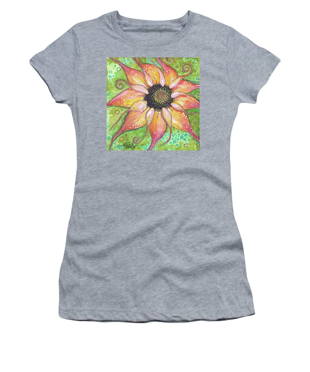 Sunflower Painting Women's T-Shirt featuring the painting Breathe In the New You by Tanielle Childers