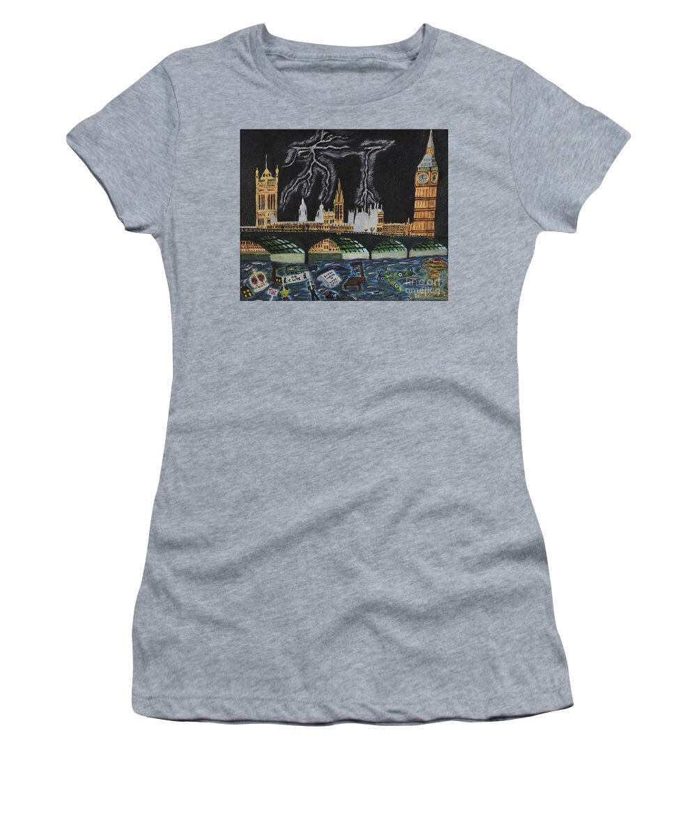 London Women's T-Shirt featuring the painting Bridge over Troubled waters by David Westwood