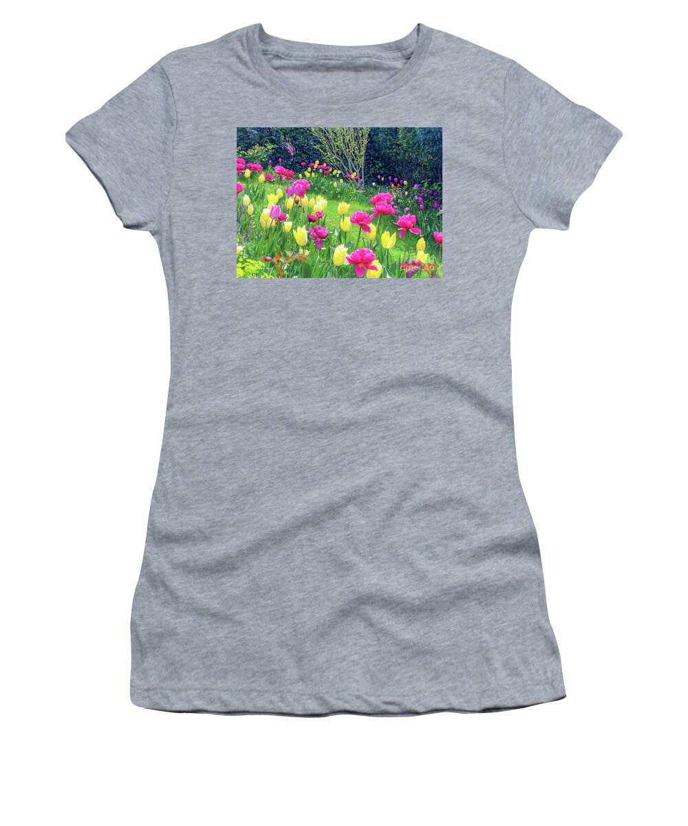 Landscape Women's T-Shirt featuring the painting Bright Spring Blessings by Jane Small
