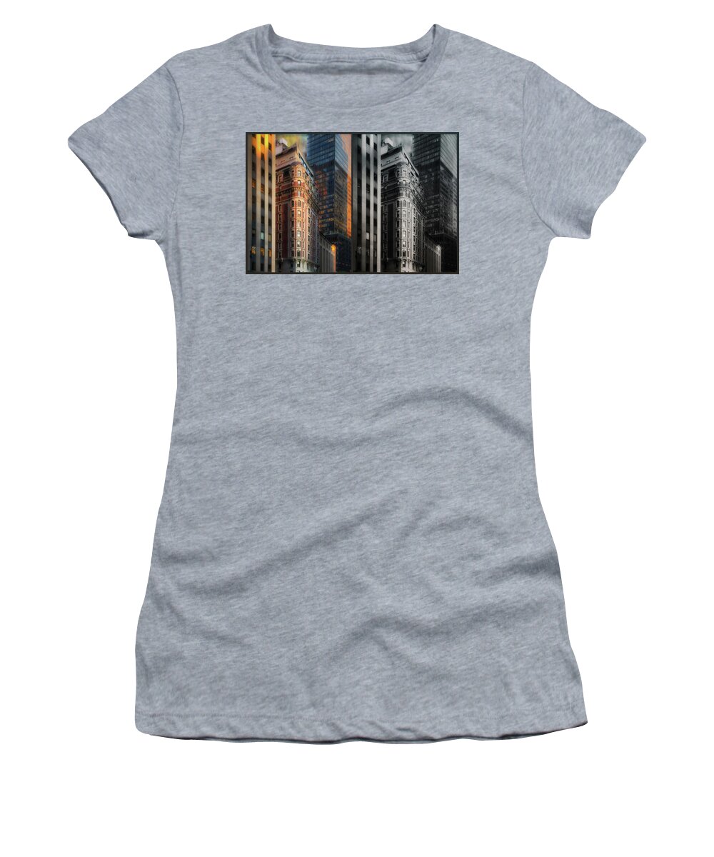 Sun Women's T-Shirt featuring the photograph Broadway Below 56th St, Midtown Manhattan by Carol Whaley Addassi