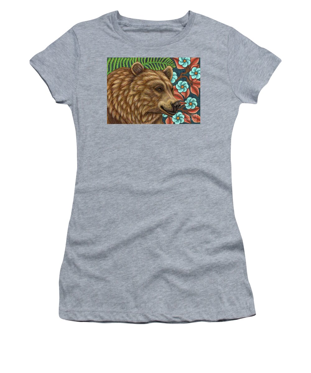 European Brown Bear Women's T-Shirt featuring the painting Brown Bear Floral by Amy E Fraser