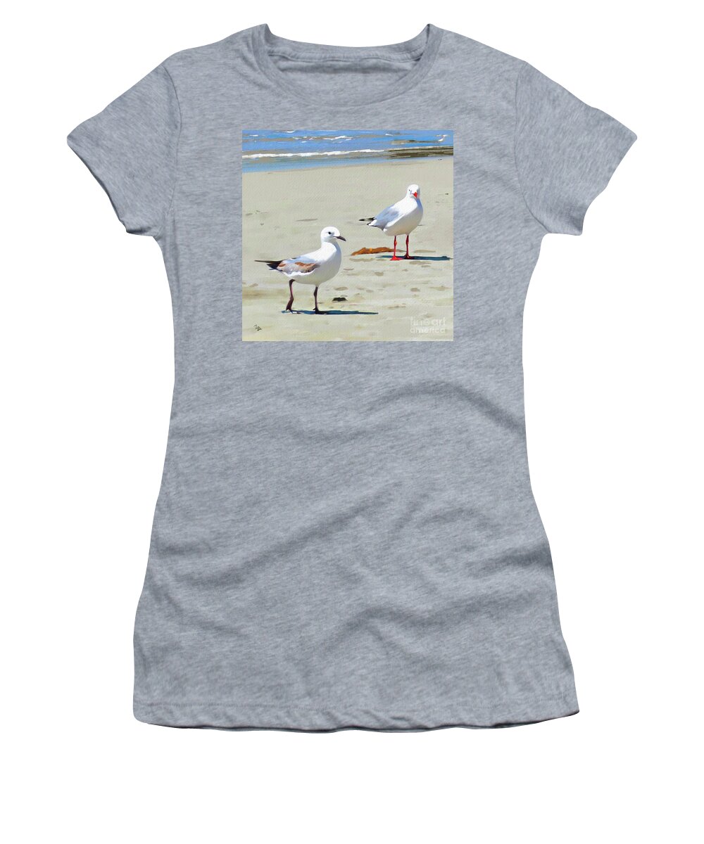 Seagulls Women's T-Shirt featuring the painting Buddies by Tammy Lee Bradley