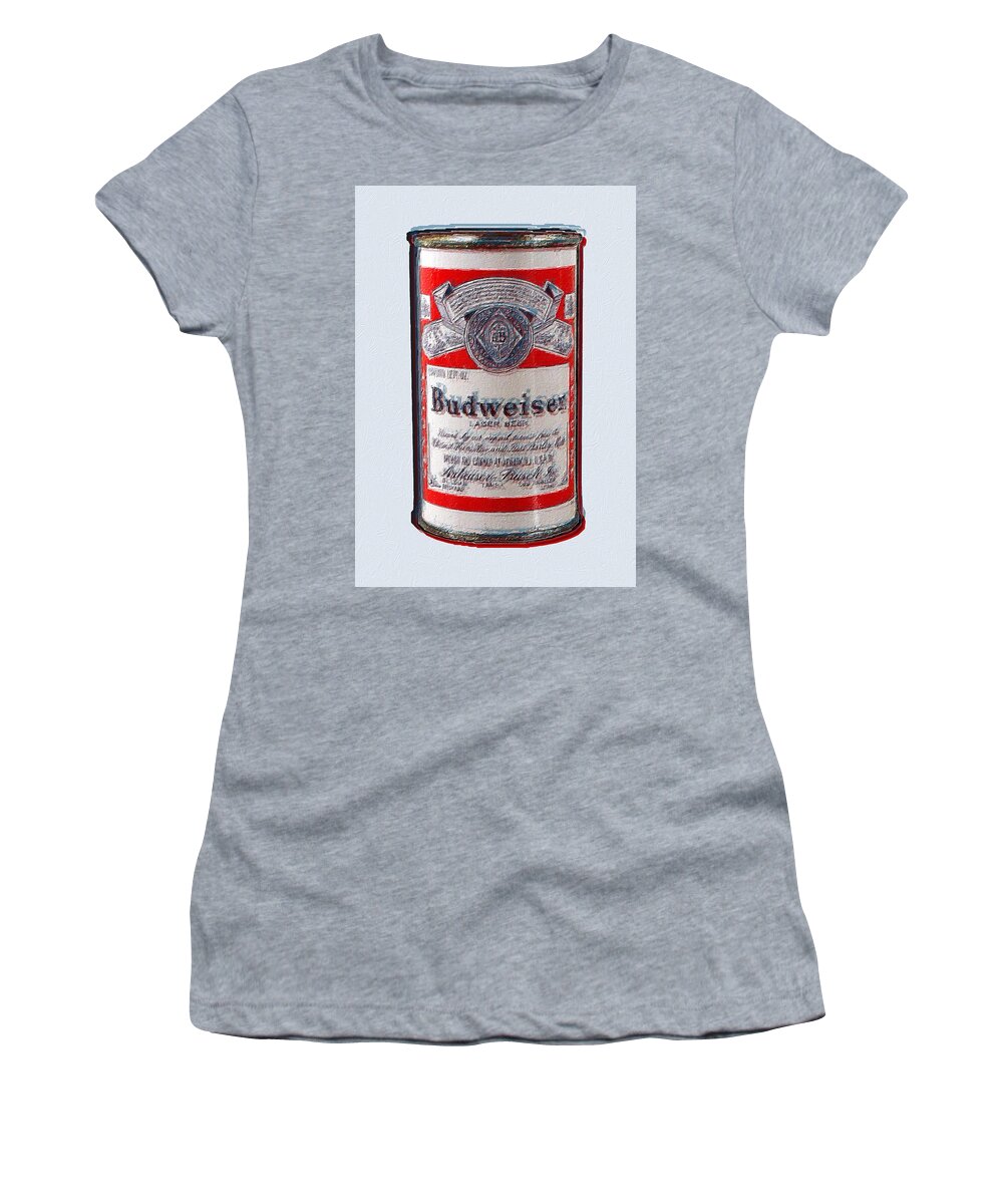 Purple Women's T-Shirt featuring the painting Budweiser Anheuser Busch Ode To Andy Warhol by Tony Rubino