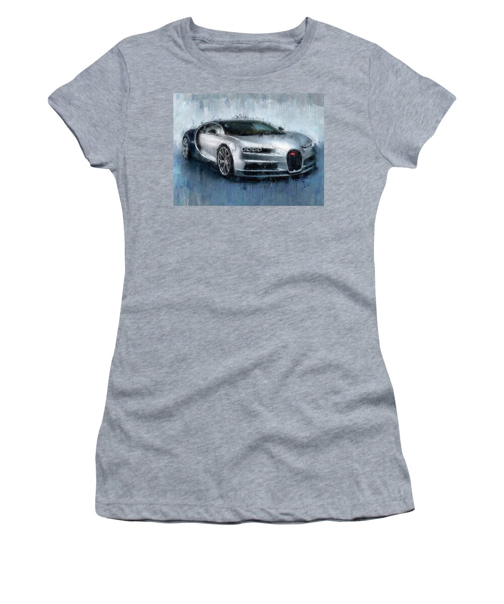 Car Women's T-Shirt featuring the painting Bugatti Chiron painting by Vart by Vart